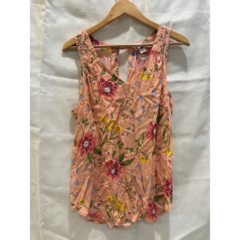 Old Navy Peach Floral V-Neck Tank Top
